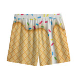 White Ice Cream Melted Print Mesh Shorts