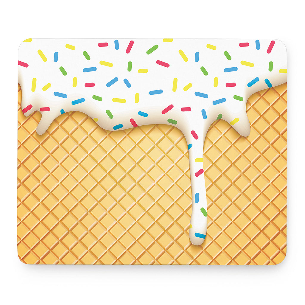 White Ice Cream Melted Print Mouse Pad