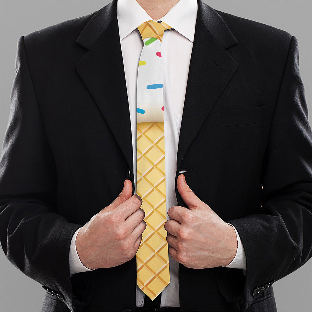 White Ice Cream Melted Print Necktie