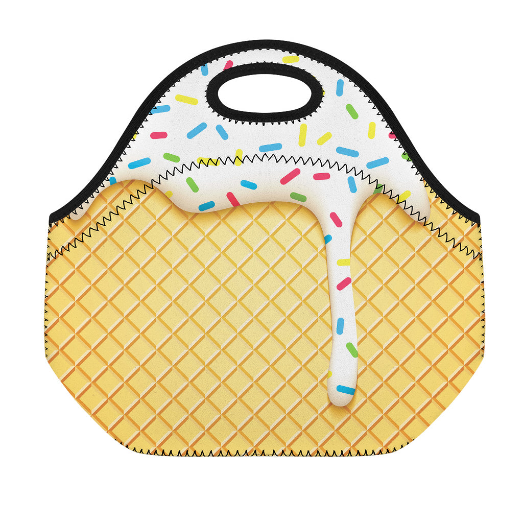 White Ice Cream Melted Print Neoprene Lunch Bag