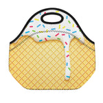 White Ice Cream Melted Print Neoprene Lunch Bag
