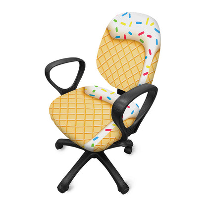 White Ice Cream Melted Print Office Chair Cover