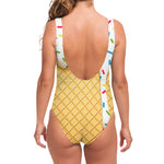 White Ice Cream Melted Print One Piece Swimsuit