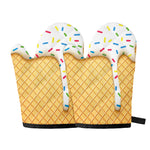 White Ice Cream Melted Print Oven Mitts