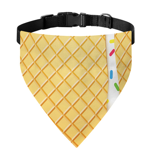 White Ice Cream Melted Print Over The Collar Dog Bandana