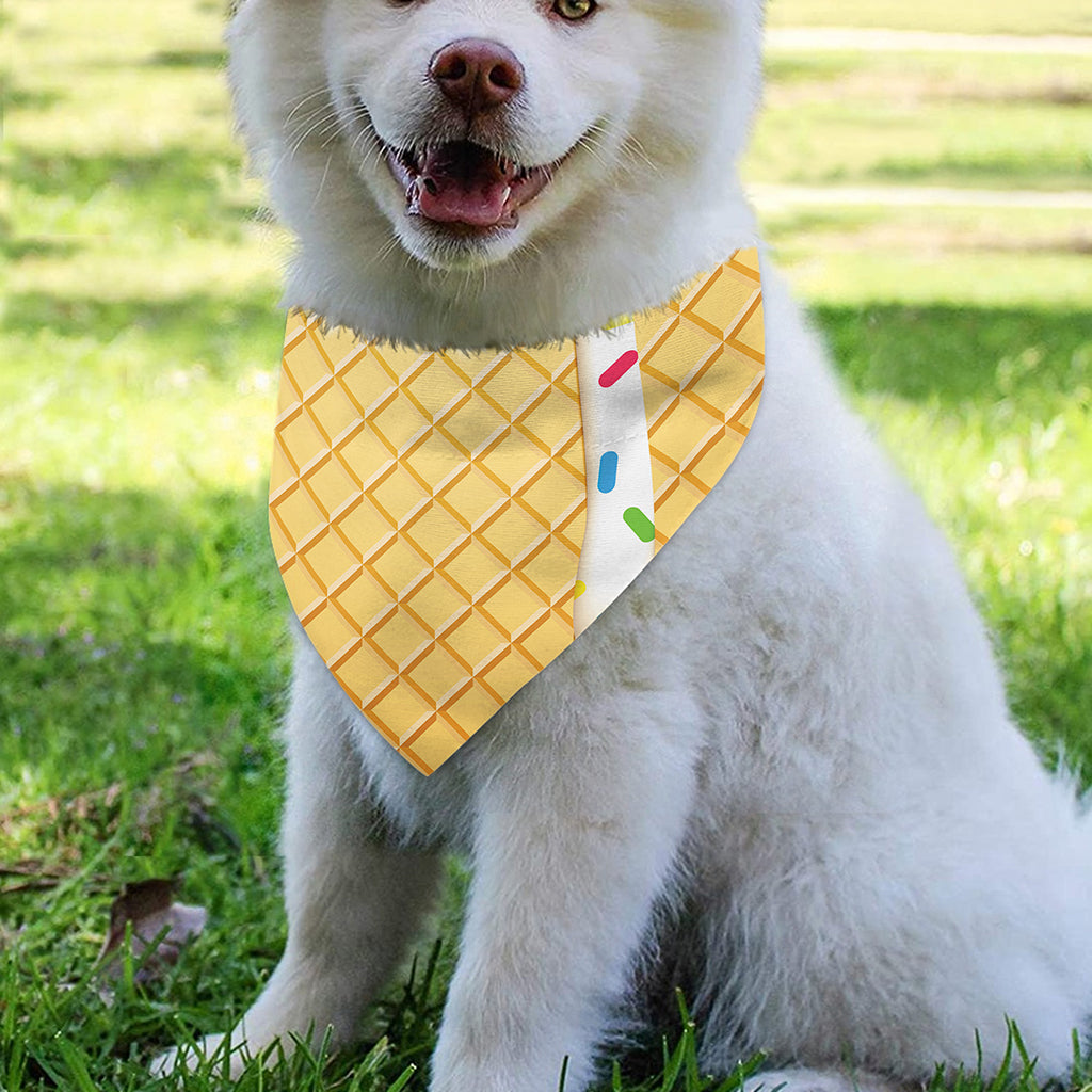 White Ice Cream Melted Print Over The Collar Dog Bandana