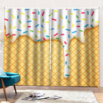 White Ice Cream Melted Print Pencil Pleat Curtains
