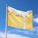 White Ice Cream Melted Print Polyester Flag