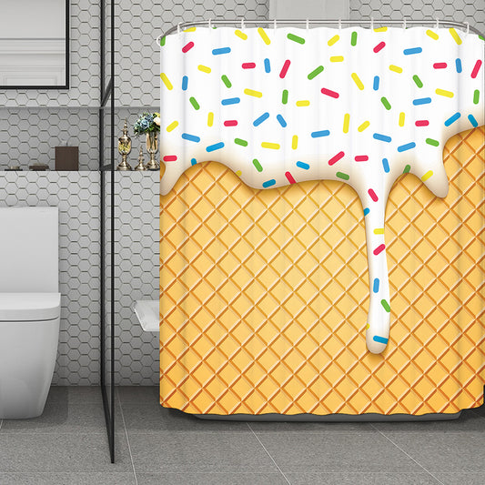 White Ice Cream Melted Print Polyester Shower Curtain