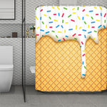White Ice Cream Melted Print Polyester Shower Curtain