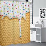 White Ice Cream Melted Print Premium Shower Curtain
