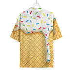 White Ice Cream Melted Print Rayon Hawaiian Shirt