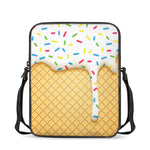 White Ice Cream Melted Print Rectangular Crossbody Bag