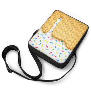 White Ice Cream Melted Print Rectangular Crossbody Bag