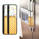 White Ice Cream Melted Print Refrigerator Handle Covers