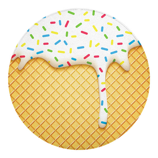 White Ice Cream Melted Print Round Blanket