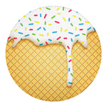 White Ice Cream Melted Print Round Blanket