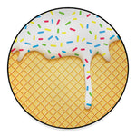 White Ice Cream Melted Print Round Floor Mat
