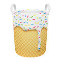 White Ice Cream Melted Print Round Laundry Basket