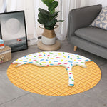 White Ice Cream Melted Print Round Rug