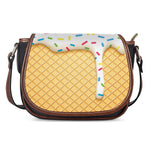 White Ice Cream Melted Print Saddle Bag