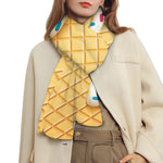 White Ice Cream Melted Print Scarf