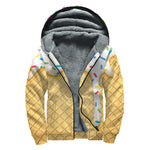 White Ice Cream Melted Print Sherpa Lined Zip Up Hoodie