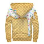 White Ice Cream Melted Print Sherpa Lined Zip Up Hoodie