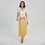 White Ice Cream Melted Print Short Sleeve Maxi Dress