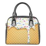 White Ice Cream Melted Print Shoulder Handbag