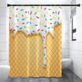 White Ice Cream Melted Print Shower Curtain