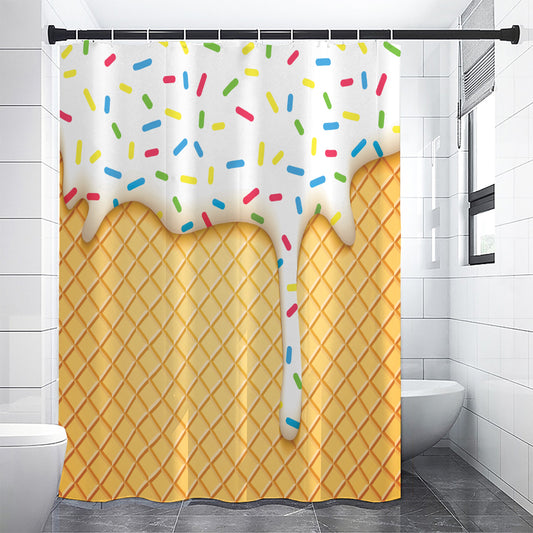 White Ice Cream Melted Print Shower Curtain