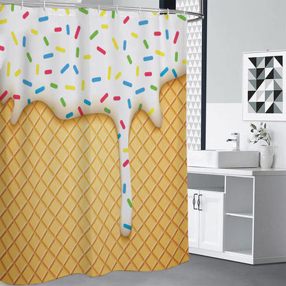 White Ice Cream Melted Print Shower Curtain