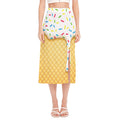 White Ice Cream Melted Print Side Slit Midi Skirt