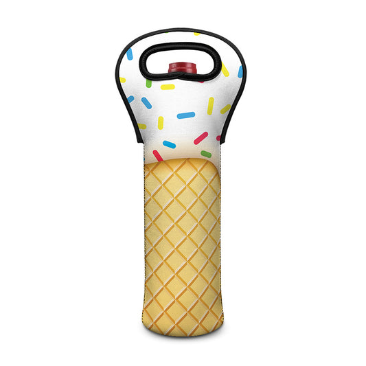White Ice Cream Melted Print Single Neoprene Wine Tote