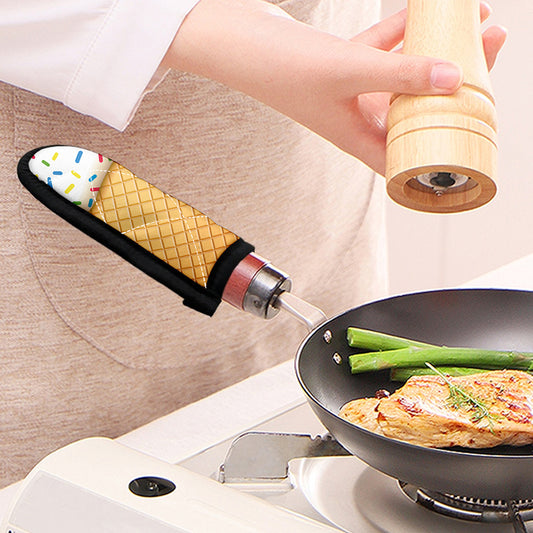 White Ice Cream Melted Print Skillet Handle Cover