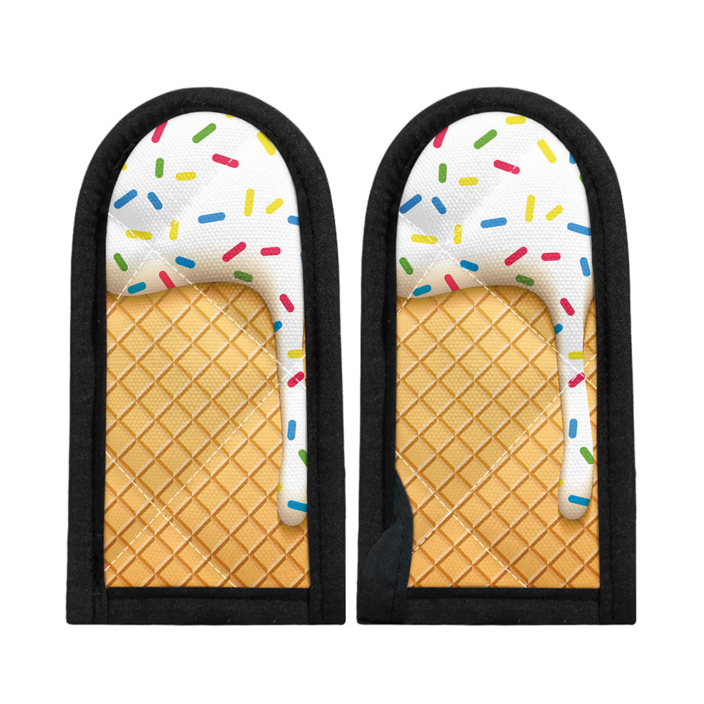 White Ice Cream Melted Print Skillet Handle Cover