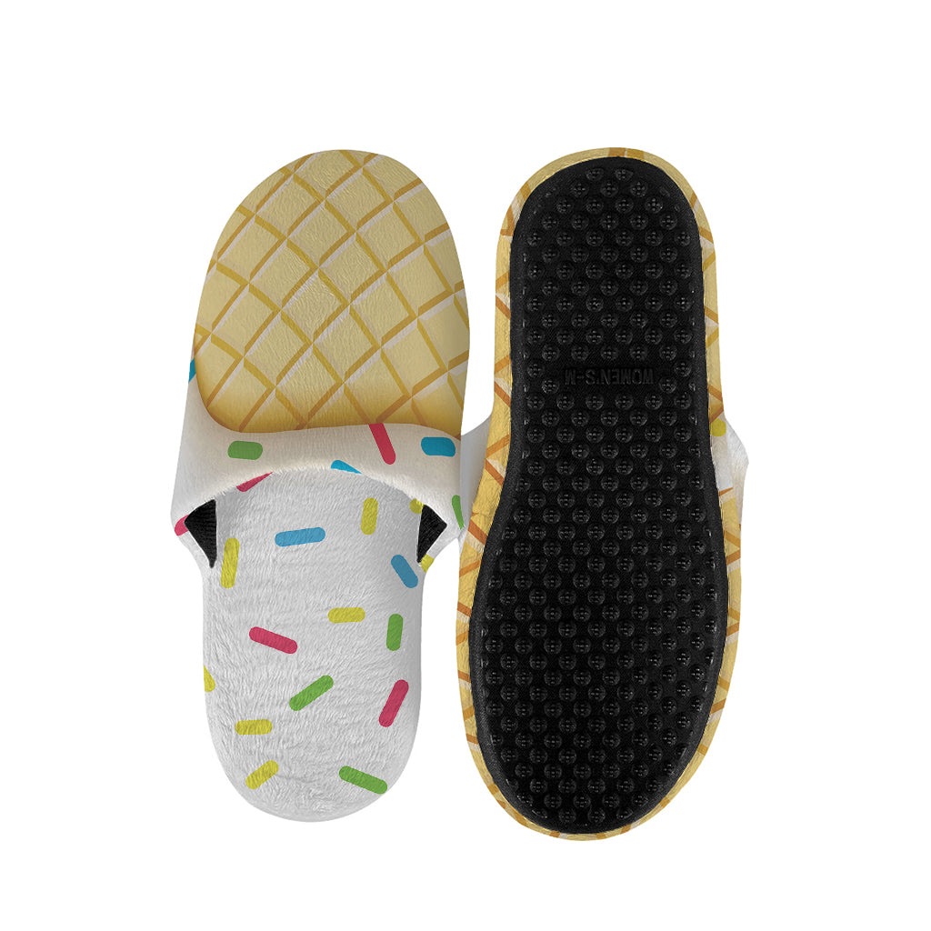 White Ice Cream Melted Print Slippers