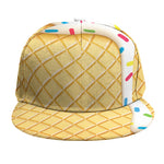 White Ice Cream Melted Print Snapback Cap