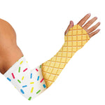 White Ice Cream Melted Print Sun Protection Arm Sleeves