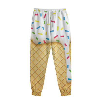 White Ice Cream Melted Print Sweatpants