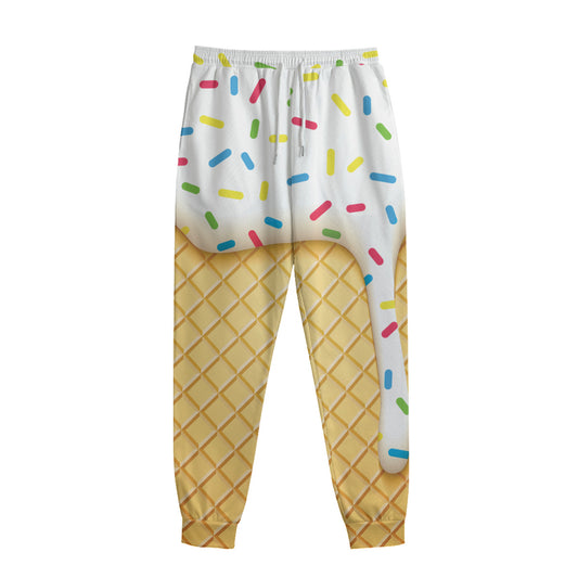 White Ice Cream Melted Print Sweatpants