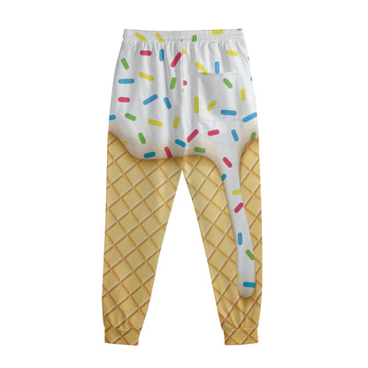 White Ice Cream Melted Print Sweatpants