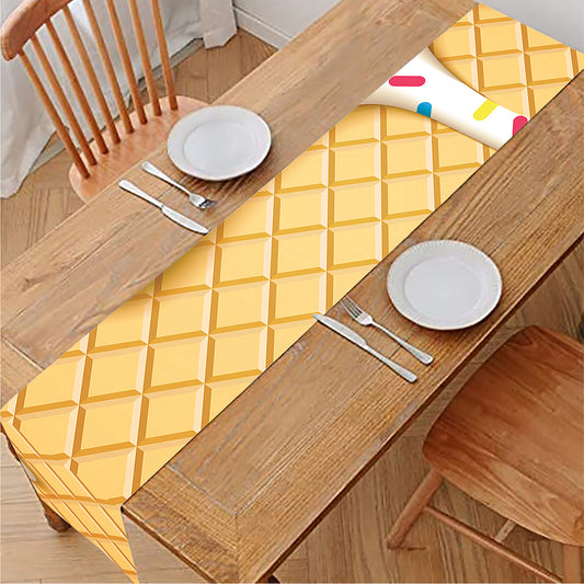 White Ice Cream Melted Print Table Runner