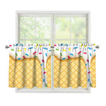 White Ice Cream Melted Print Tier Curtains