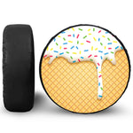 White Ice Cream Melted Print Tire Cover