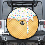 White Ice Cream Melted Print Tire Cover With Camera Hole