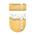 White Ice Cream Melted Print Toilet Lid And Tank Cover Set