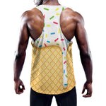 White Ice Cream Melted Print Training Tank Top