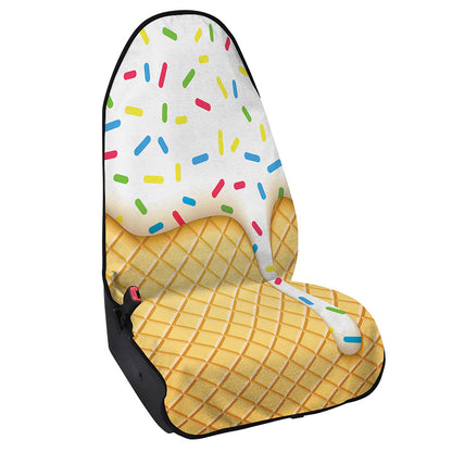 White Ice Cream Melted Print Waterproof Car Seat Cover